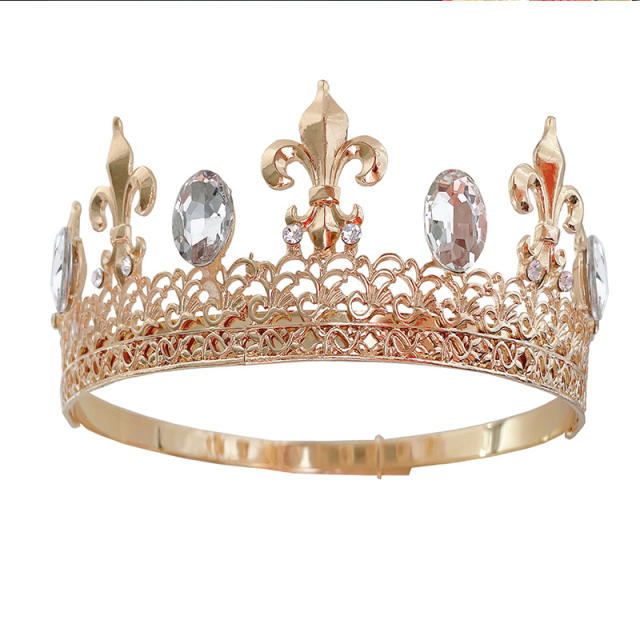 Color glass crystal statement vintage crown