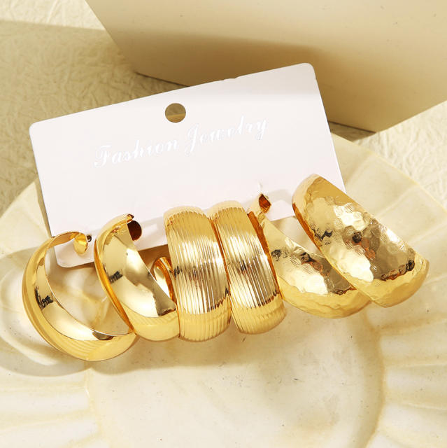 3pcs hot sale bold hoop earrings chunky earrings set