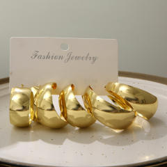 3pcs hot sale bold hoop earrings chunky earrings set
