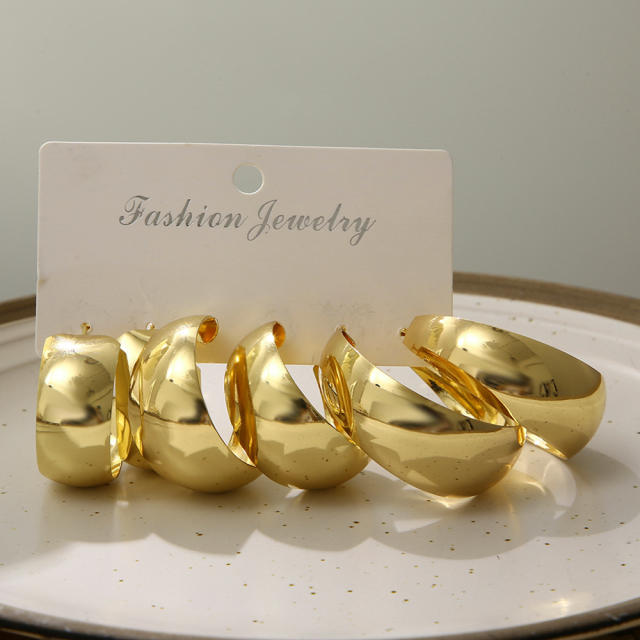 3pcs hot sale bold hoop earrings chunky earrings set