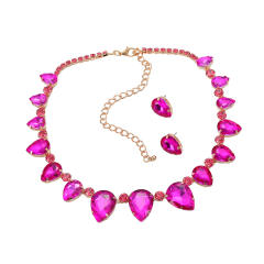 Popular glass crystal statement chunky prom party necklace set
