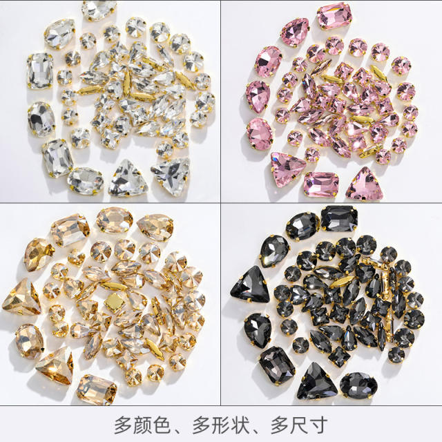 20pcs colorful glass crystal diy accessory for cloth bags