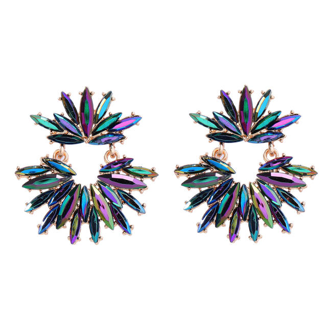 Delicate chunky color glass crystal statement dangle earrings