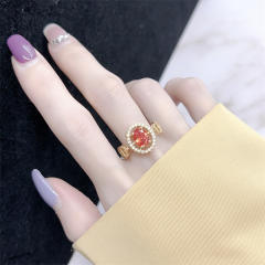 Delicate oval shape sweet orange crystal stone dainty necklace set