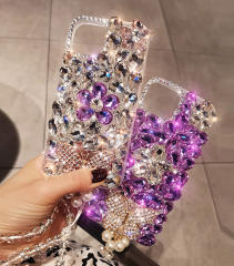Luxury diamond butterfly colorful glass crystal phone case