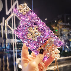 Luxury diamond butterfly colorful glass crystal phone case