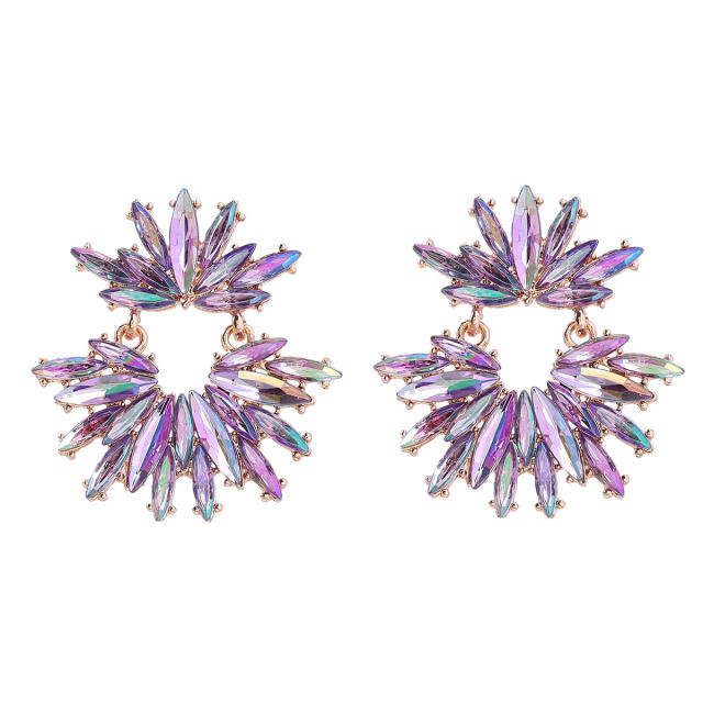 Delicate chunky color glass crystal statement dangle earrings