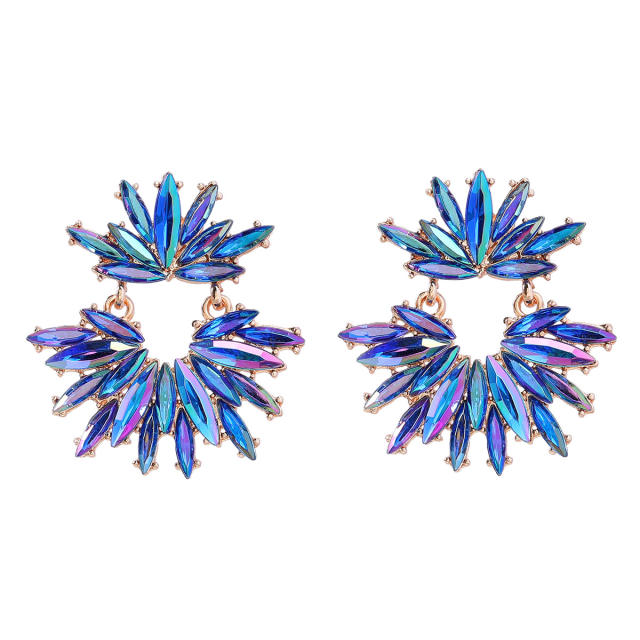 Delicate chunky color glass crystal statement dangle earrings