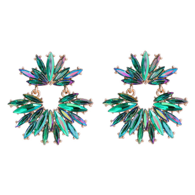 Delicate chunky color glass crystal statement dangle earrings