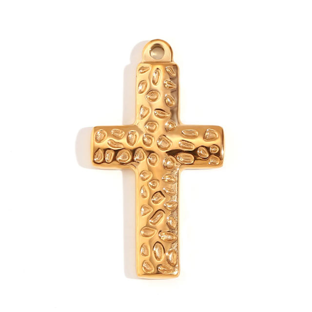 Vintage 18k gold plated stainless steel coin pray hand sun cross diy necklace pendant