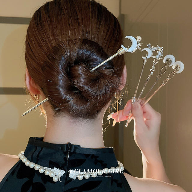 Chinese trend acrylic moon hair sticks hair chopsticks