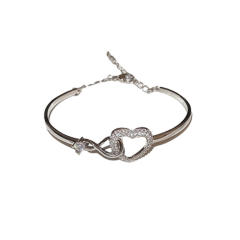 Delicate hollow out heart diamond bracelet