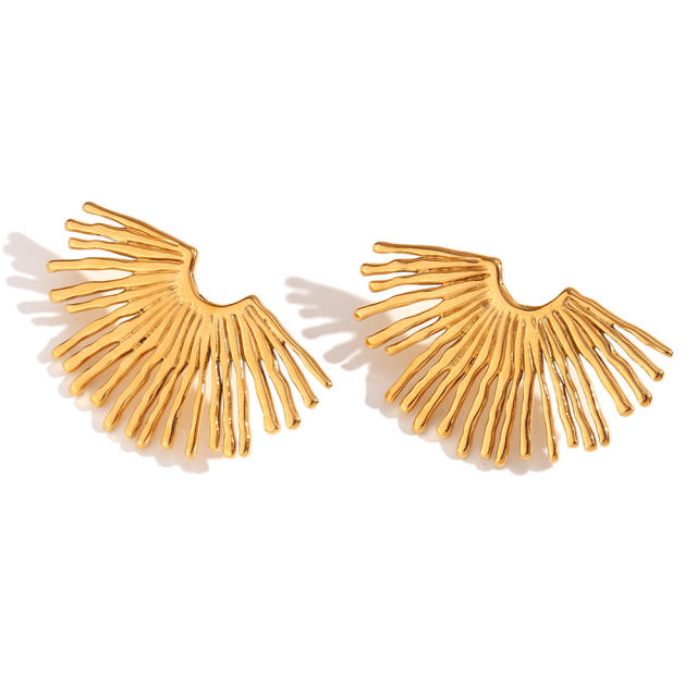18KG pesonality fan shape stainless steel earrings