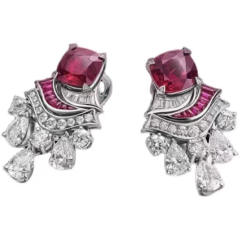 Luxury ruby cubic zircon statement earrings rings set