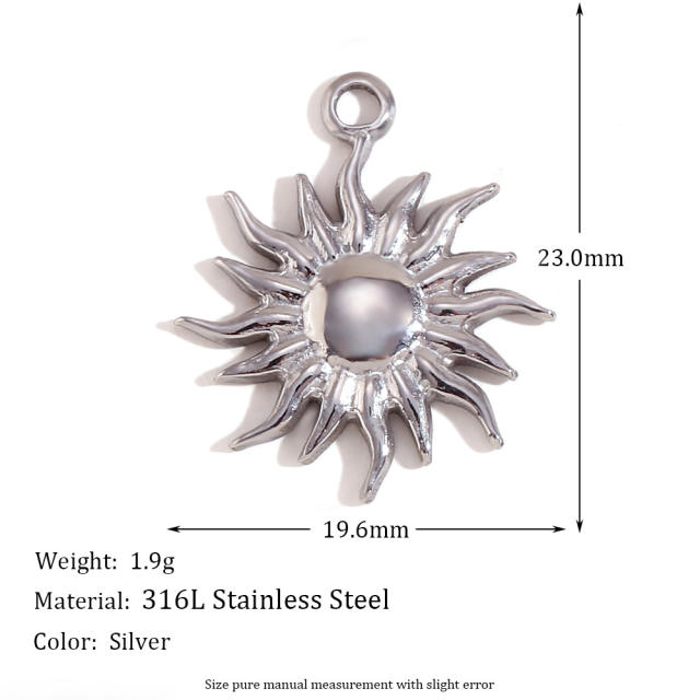 Silver color vintage sun cross pray hand coin stainless steel pendant DIY