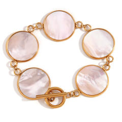 Elegant natural mother shell stainless steel toggle bracelet