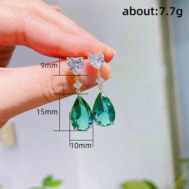 Delicate emerald aquamarine drop earrings