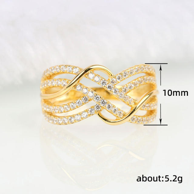 Personality gold color cross line copper rings