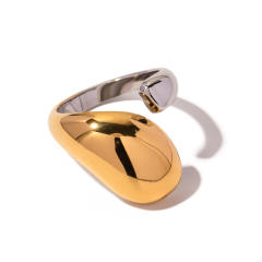 18KG chunky two tone stainless steel rings