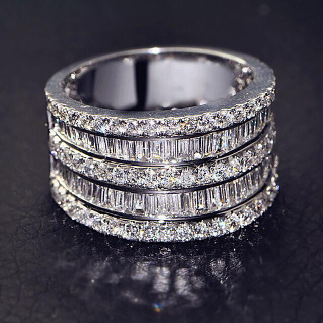 Super shiny 5 rows diamond rings band