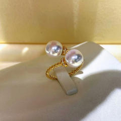 Korean fashion concise pearl bead twisted finger rings