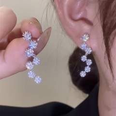 Delicate diamond snowflake shape earrings