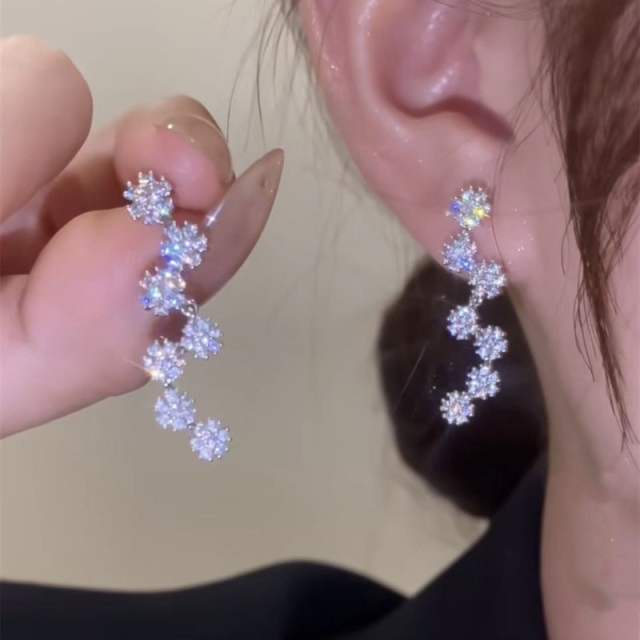 Delicate diamond snowflake shape earrings