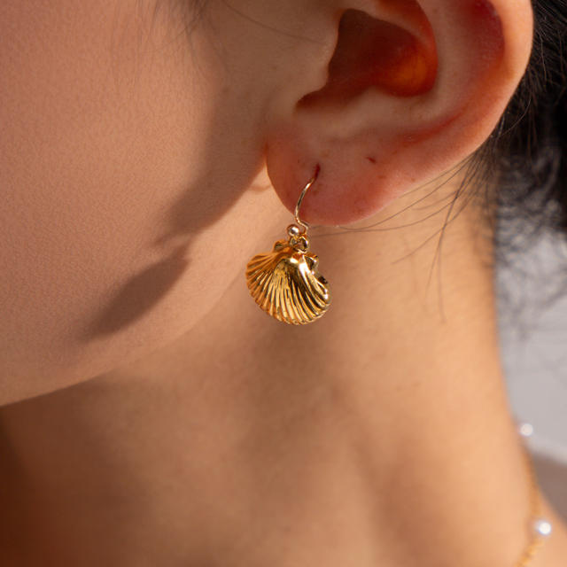 Holiday ocean series shell stainless steel earrings
