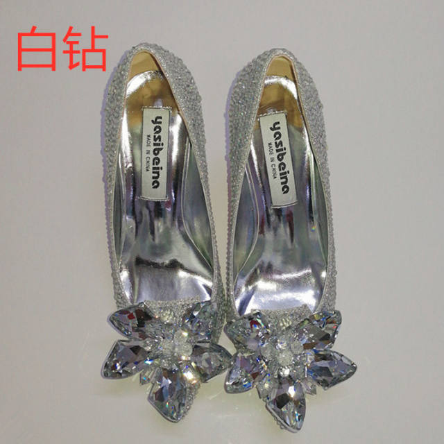 Luxury color rhinestone crystal flower wedding heels