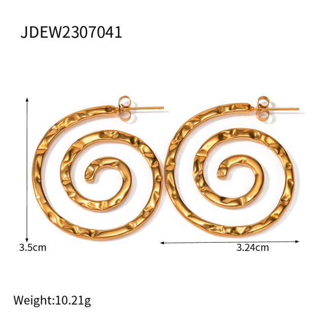 Funny personality spiral shape stainless steel earrings