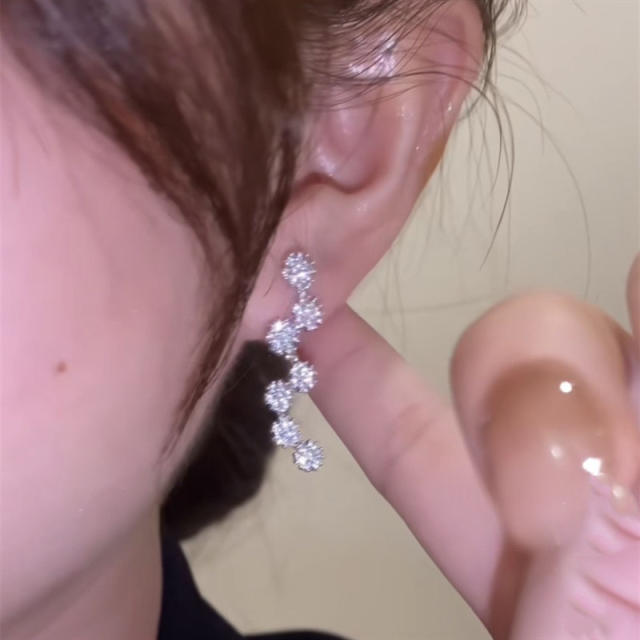 Delicate diamond snowflake shape earrings