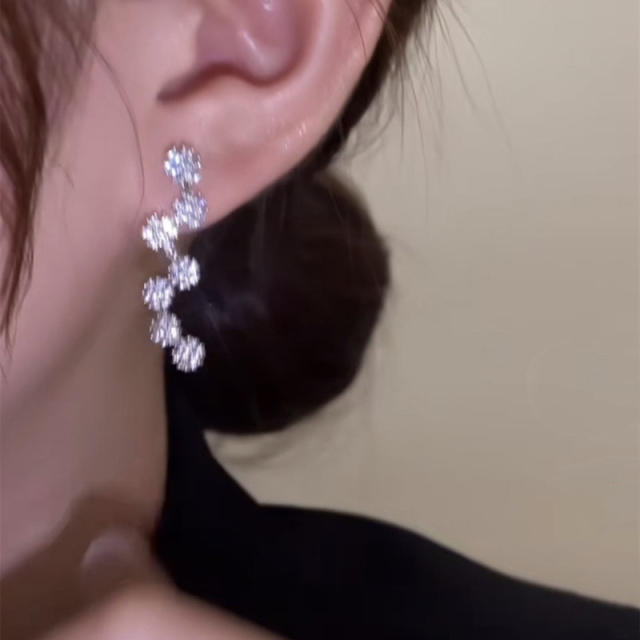 Delicate diamond snowflake shape earrings