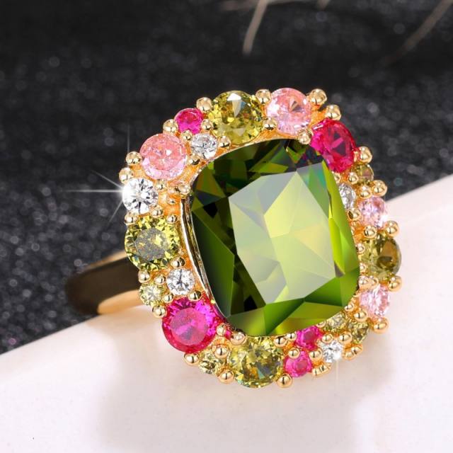 Fresh emerald cubic zircon statement women rings