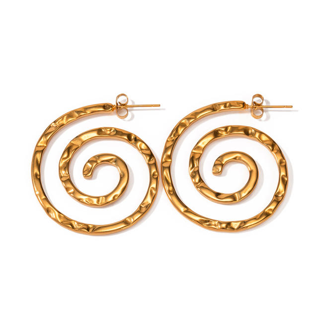 Funny personality spiral shape stainless steel earrings