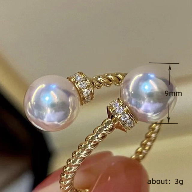 Korean fashion concise pearl bead twisted finger rings