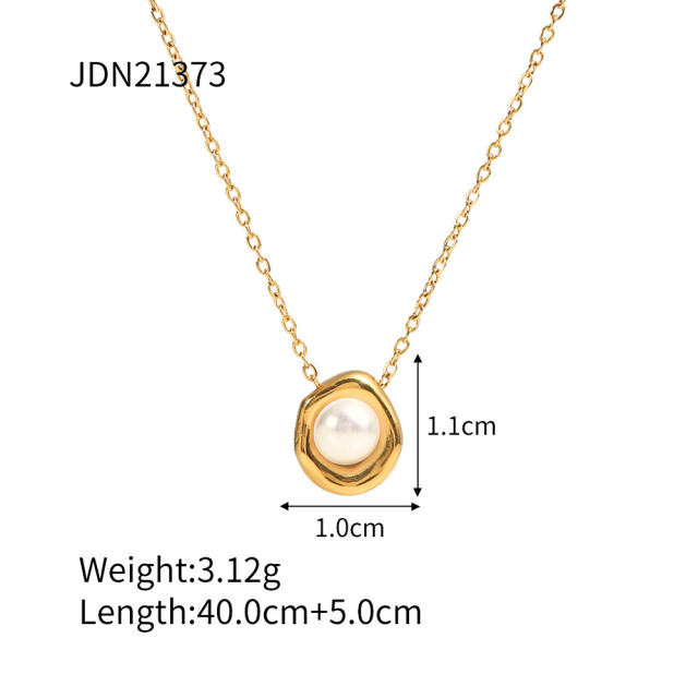 Chic dainty pearl pendant stainless steel women necklace