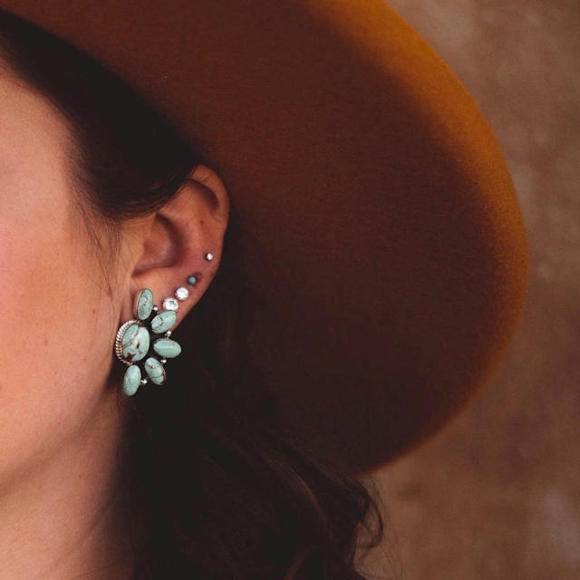 Boho turquoise bead women earrings
