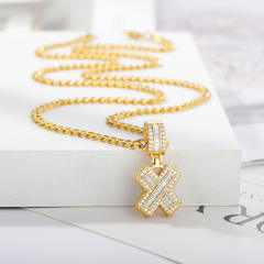 HIPHOP ice out initial letter pendant necklace