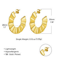 Concise chunky hoop twisted stainless steel earrings