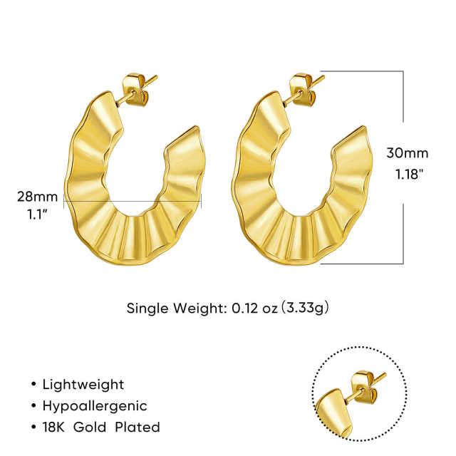 Concise chunky hoop twisted stainless steel earrings