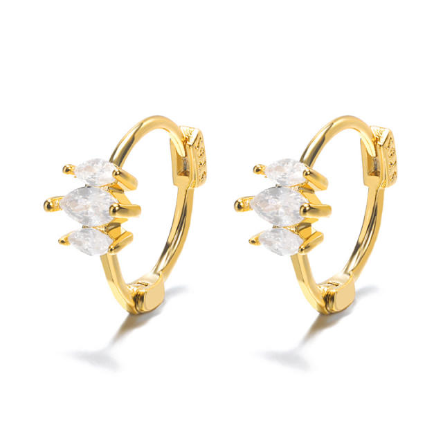 Delicate cubic zircon star gold plated copper huggie earrings