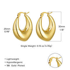 Concise chunky hoop twisted stainless steel earrings