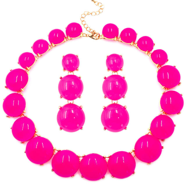 Summer chunky resin ball women necklace set