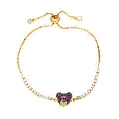 Cute colorful cubic zircon beart tennis chain slide bracelet