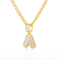 HIPHOP ice out initial letter pendant necklace