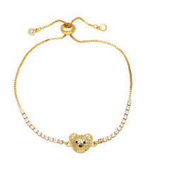 Cute colorful cubic zircon beart tennis chain slide bracelet