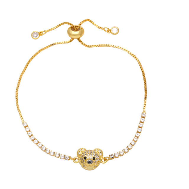Cute colorful cubic zircon beart tennis chain slide bracelet