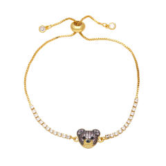 Cute colorful cubic zircon beart tennis chain slide bracelet