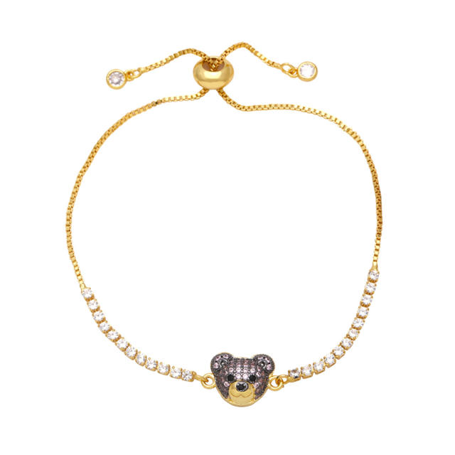 Cute colorful cubic zircon beart tennis chain slide bracelet