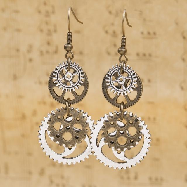 Hot sale vintge Steamopunk gear metal dangle earrings